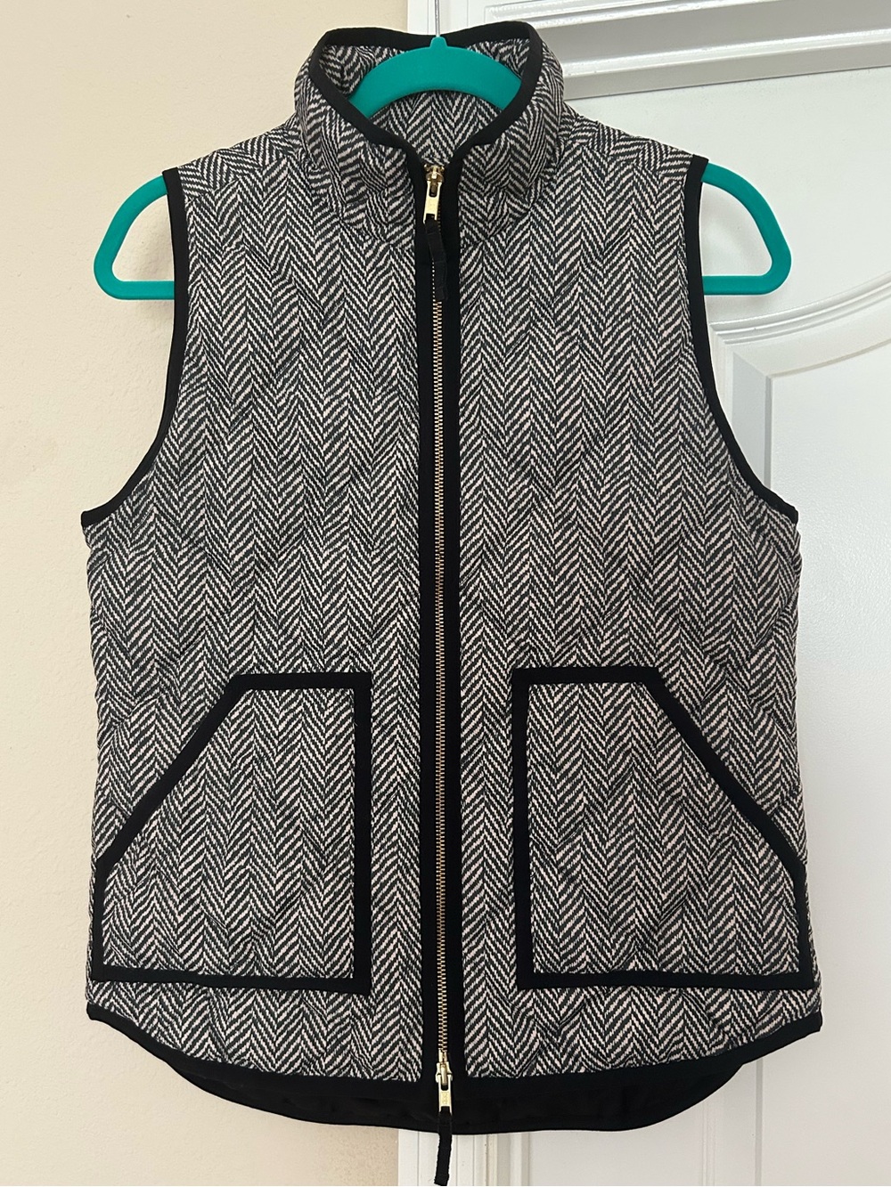 J.Crew Herringbone Quilted Excursion Lightweight Puffer Vest Zipper Front